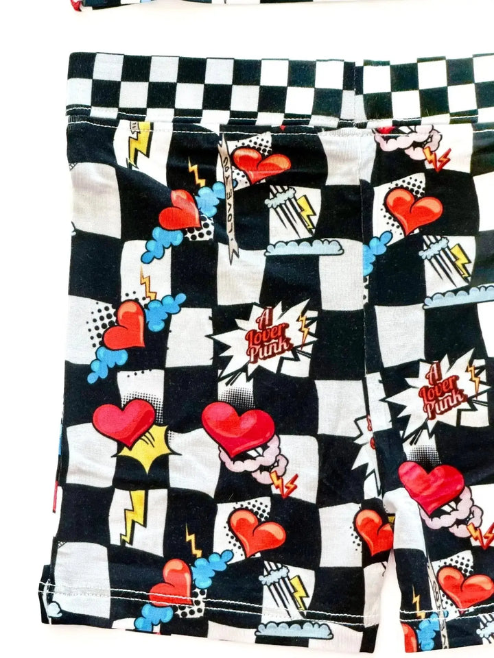 Electric Heart Bamboo Pajama Short Set - | Nik and DELLE - Nik&DELLE