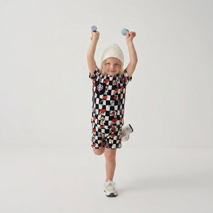Electric Heart bamboo pajama short set for toddlers – Nik&DELLE
