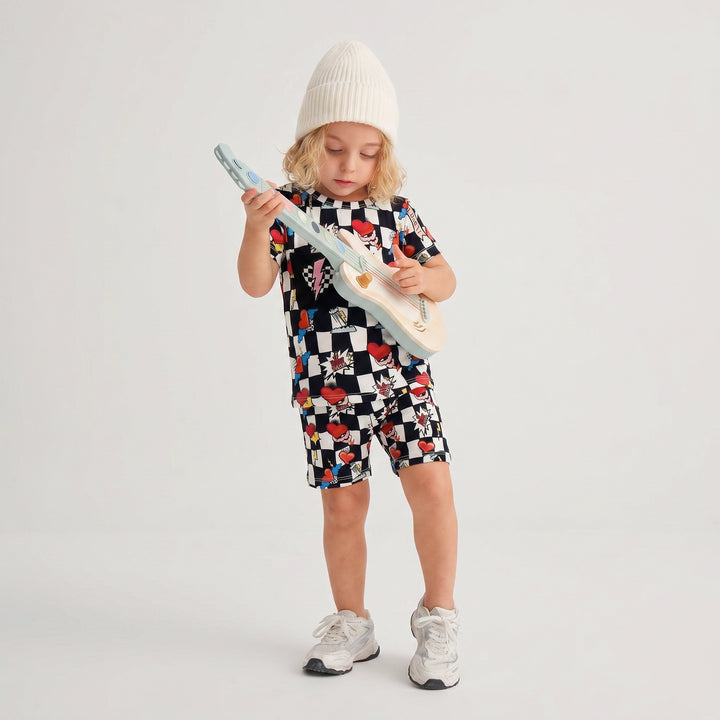 Electric Heart bamboo pajama short set for toddlers – Nik&DELLE