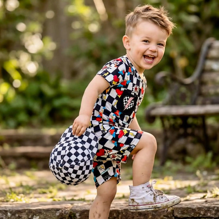 Electric Heart Bamboo Pajama Short Set | Nik and DELLE - Nik&DELLE