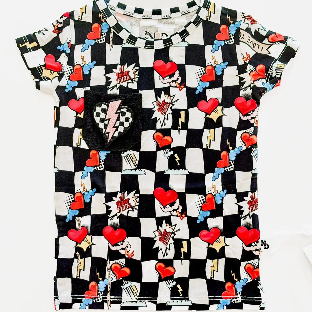 Electric Heart Bamboo Pajama Short Set - | Nik and DELLE - Nik&DELLE