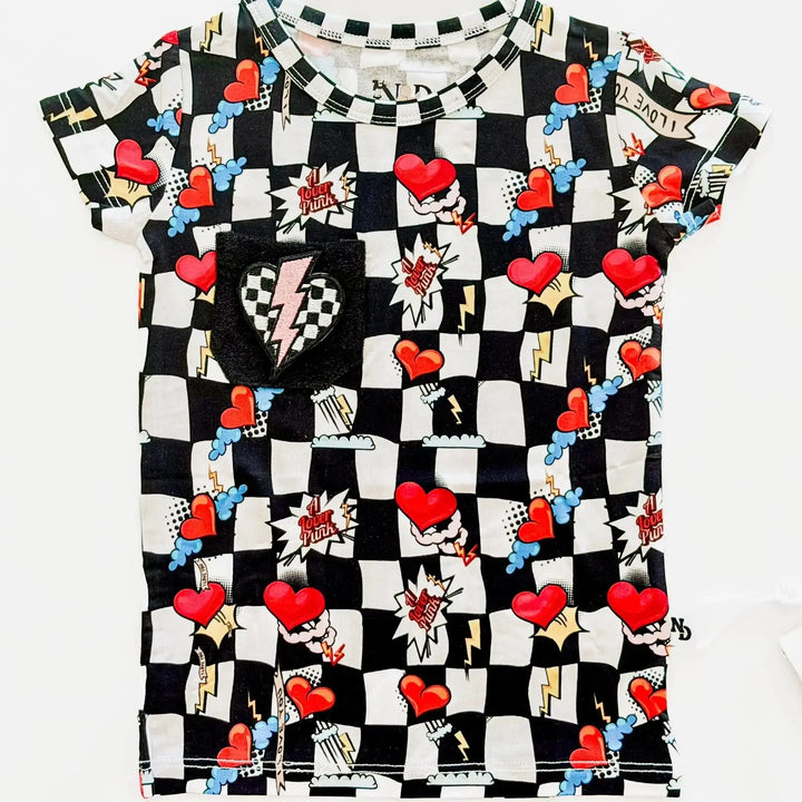 Electric Heart Bamboo Pajama Short Set - | Nik and DELLE - Nik&DELLE