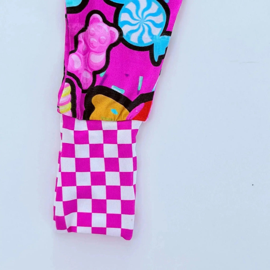Pre - order Convertible Ruffle Romper | Candy shop print - Nik&DELLE