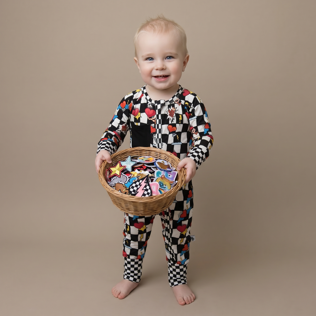 Bamboo Convertible Romper with Removable Heart Patch | Baby & Toddler Pajamas
