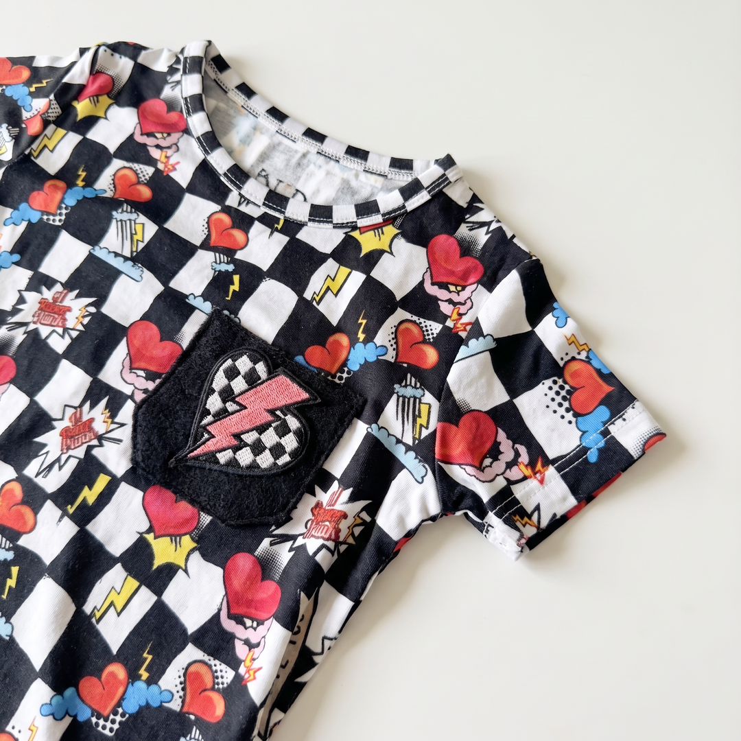 Electric Heart Bamboo Pajama Short Set | Nik and DELLE