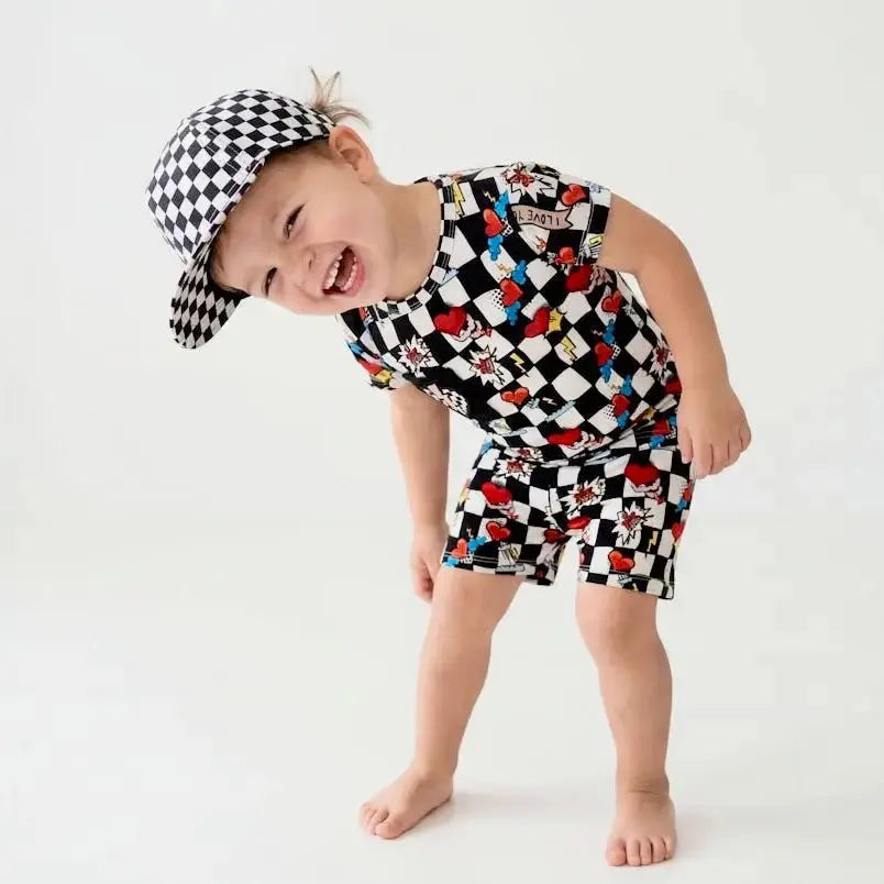 Electric Heart Bamboo Pajama Short Set | Nik and DELLE - Nik&DELLE