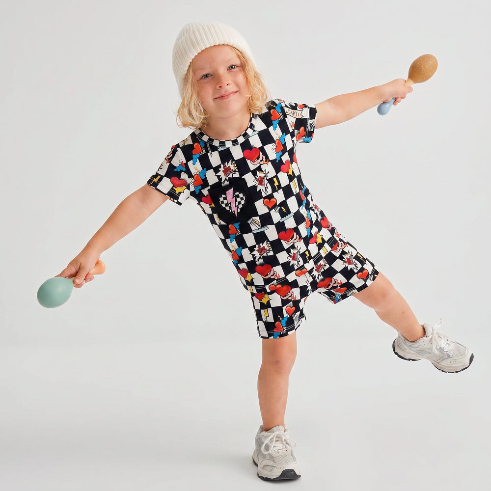 Electric Heart bamboo pajama short set for toddlers – Nik&DELLE