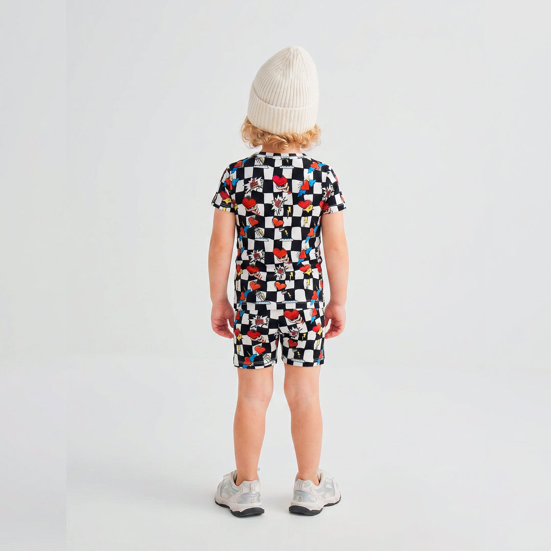 Electric Heart bamboo pajama short set for toddlers – Nik&DELLE