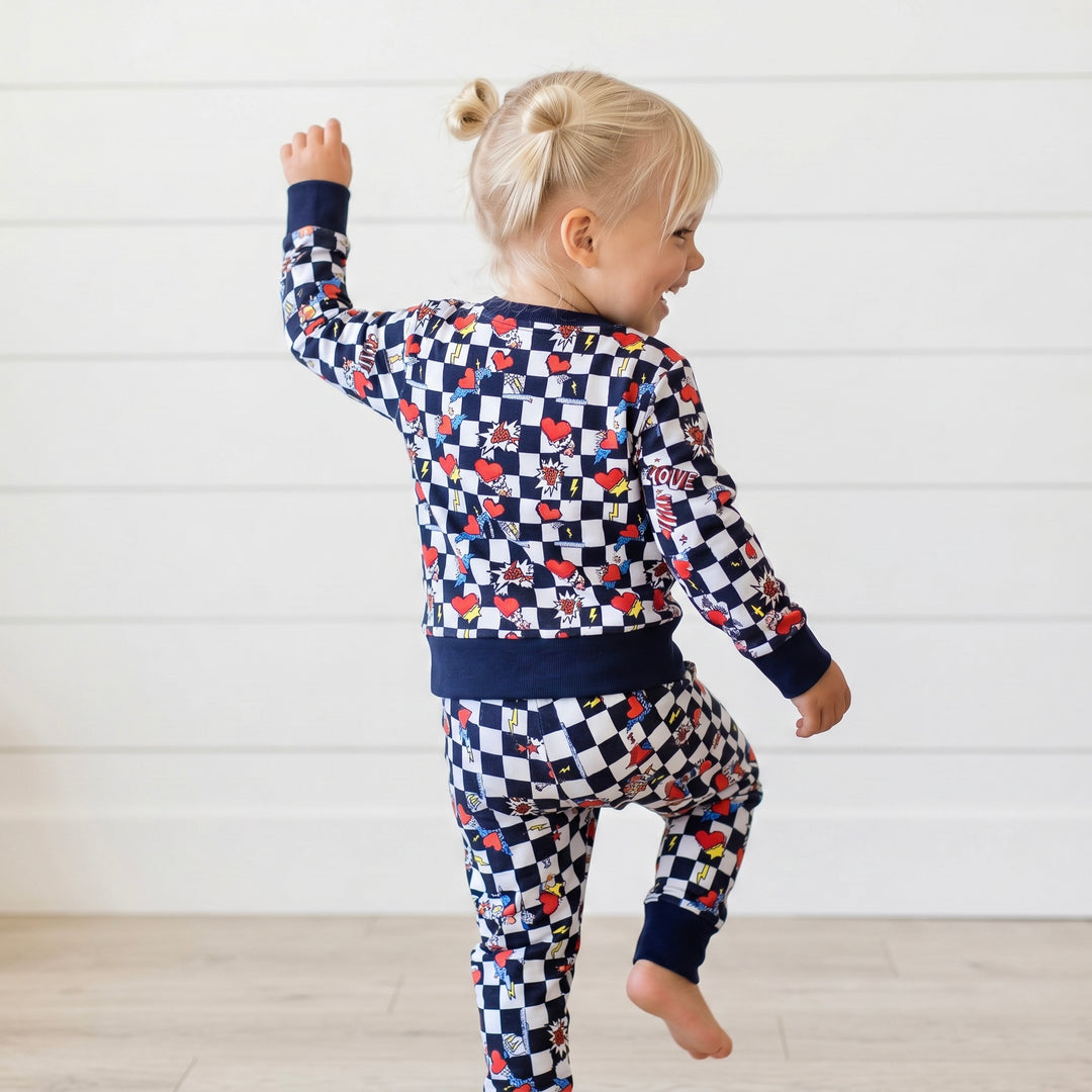 Electric Heart Bamboo Jogger Set for Kids | Sensory-Friendly Lounge Set | Nik&DELLE