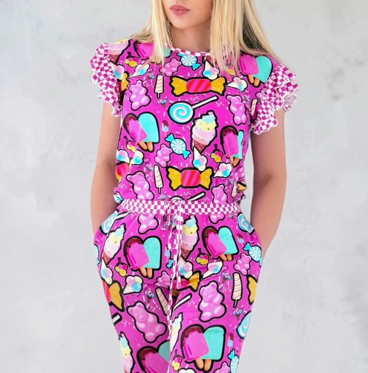 Candy shop Women’s Ruffle Top Two Piece Set - Nik&DELLE