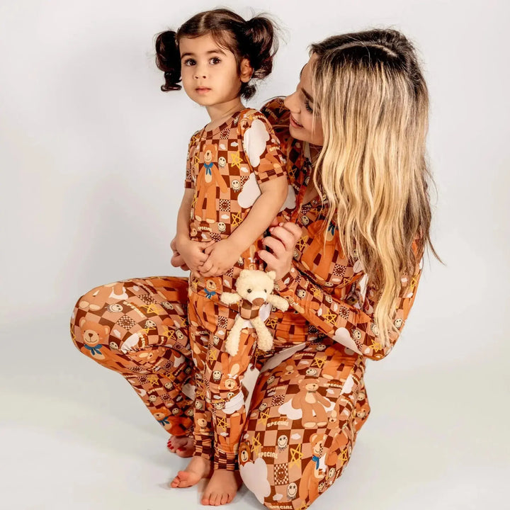 Pre - order Stitched Teddy Bear Bamboo Pajama Set – Nik&DELLE - Nik&DELLE