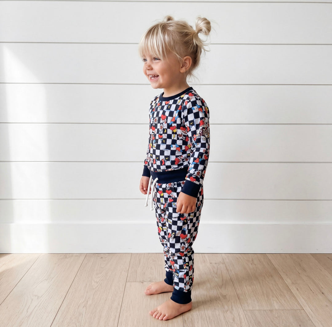 Electric Heart Bamboo Jogger Set for Kids | Sensory-Friendly Lounge Set | Nik&DELLE