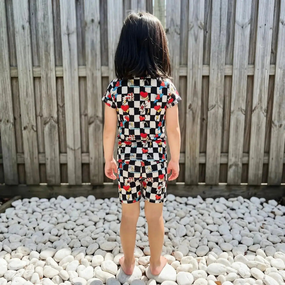 Electric Heart Bamboo Pajama Short Set | Nik and DELLE - Nik&DELLE