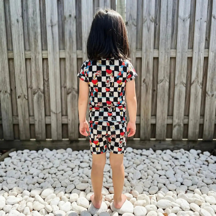 Electric Heart Bamboo Pajama Short Set | Nik and DELLE - Nik&DELLE