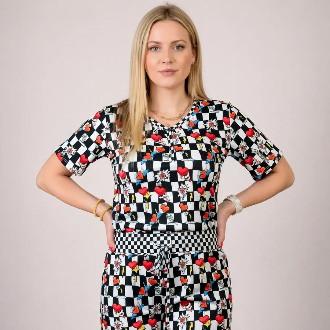 Electric Heart Women's Short Sleeve Two Piece Set Nik&DELLE