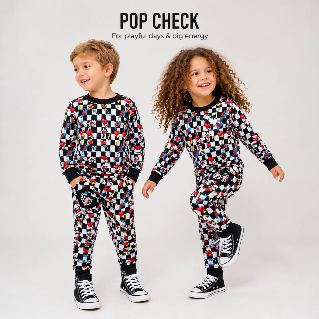 Electric Heart Bamboo Jogger Set for Kids | Sensory-Friendly Sleepwear | Nik&DELLE Nik and DELLE