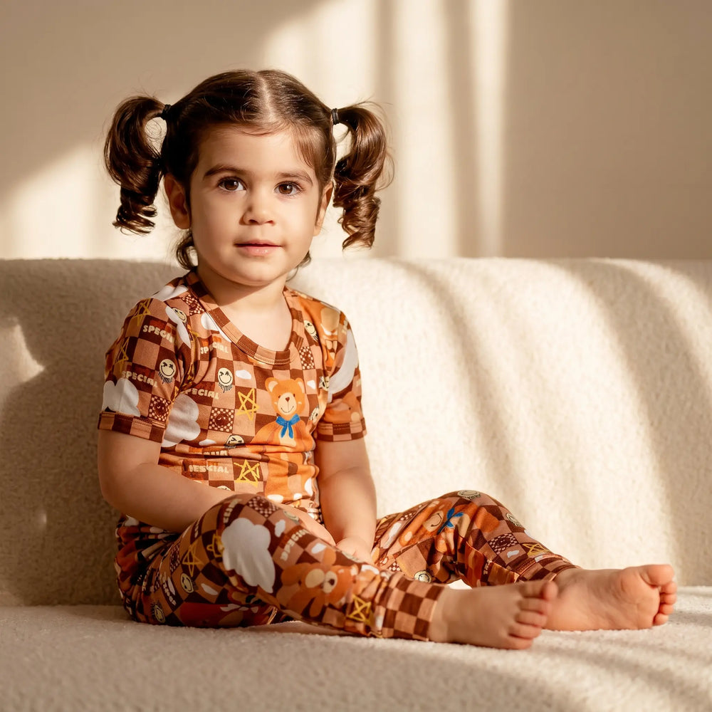Peeka Bear stitched teddy bamboo pajama set for toddlers – Nik&DELLE