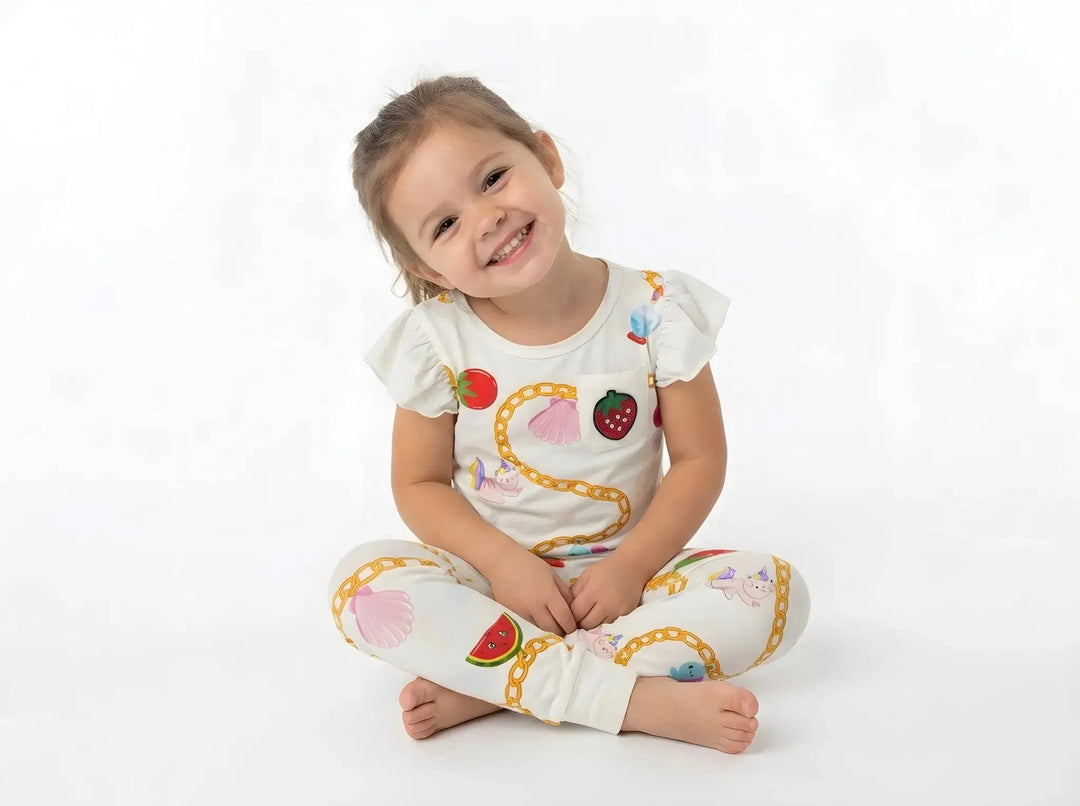 Little Charmer Bamboo Two - Piece Pajama Set in Pale Yellow | Nik and DELLE - Nik and DELLE