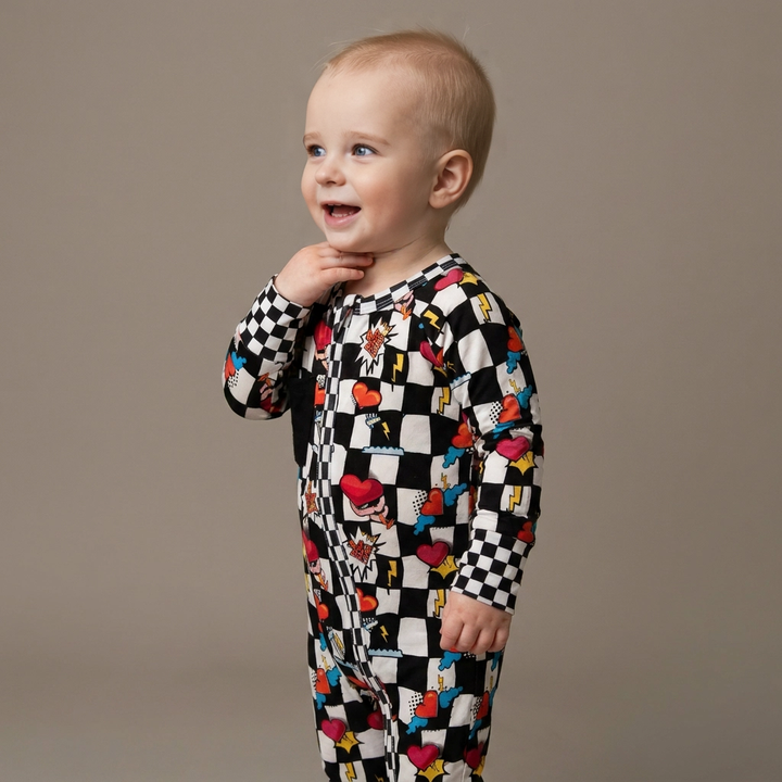Bamboo Convertible Romper with Removable Heart Patch | Baby & Toddler Pajamas