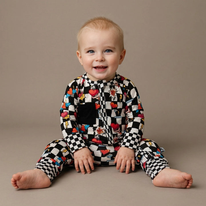 Bamboo Convertible Romper with Removable Heart Patch | Baby & Toddler Pajamas