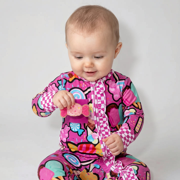 Candy Shop Bamboo Convertible Ruffle Romper | Baby Bamboo Pajamas