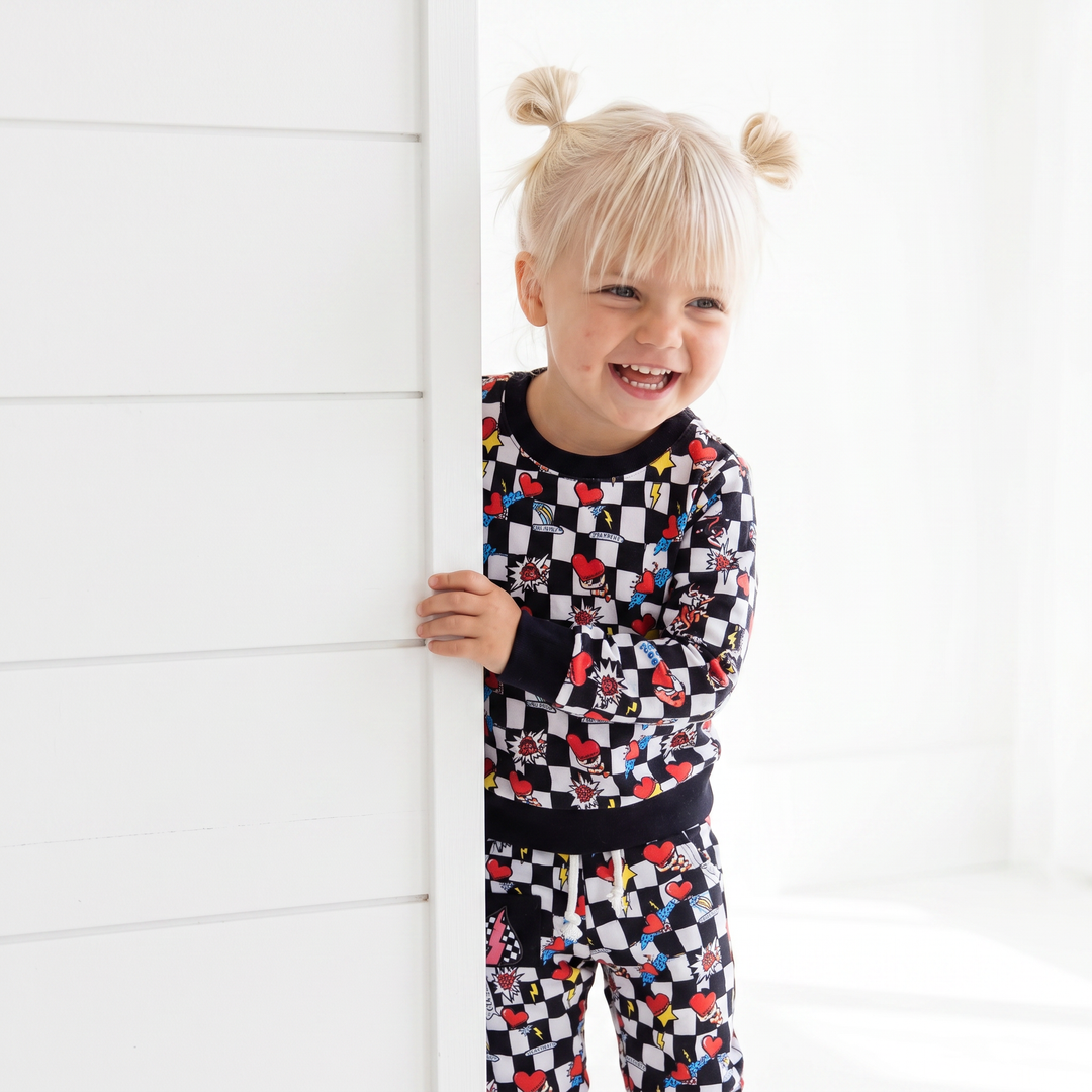 Electric Heart Bamboo Jogger Set for Kids | Sensory-Friendly Lounge Set | Nik&DELLE