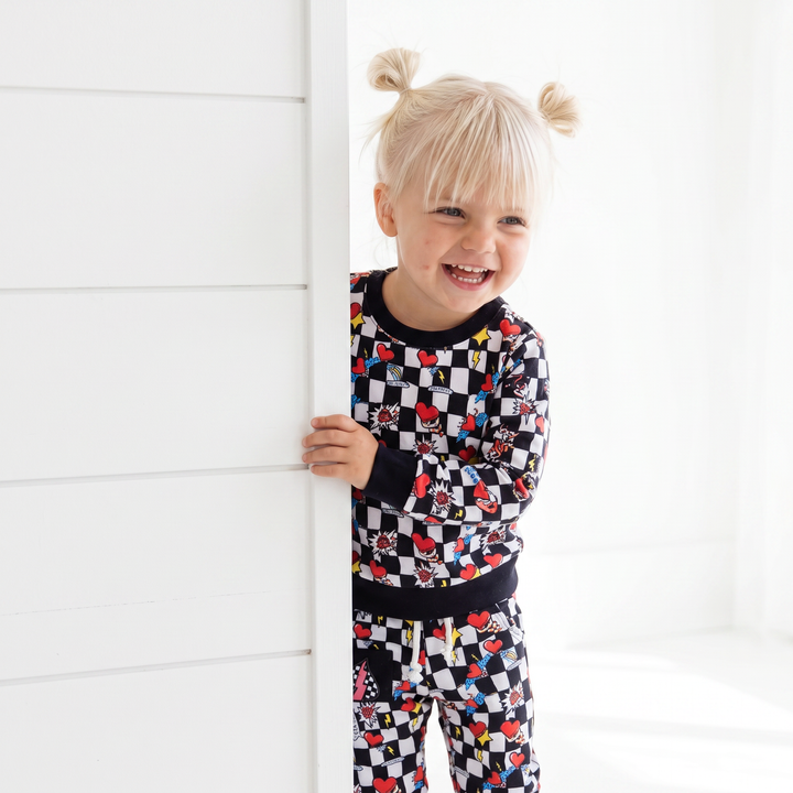 Electric Heart Bamboo Jogger Set for Kids | Sensory-Friendly Lounge Set | Nik&DELLE