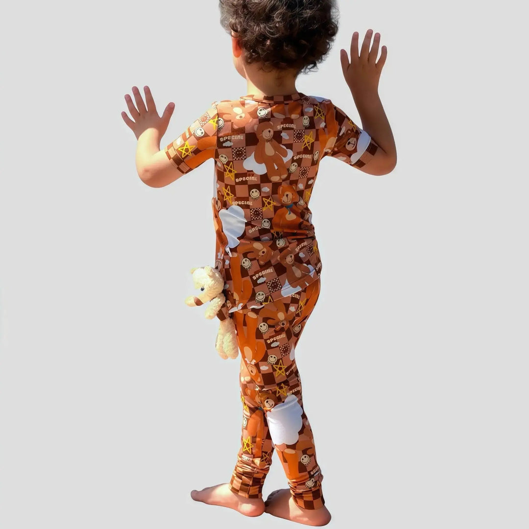 Pre - order Stitched Teddy Bear Bamboo Pajama Set – Nik&DELLE - Nik&DELLE
