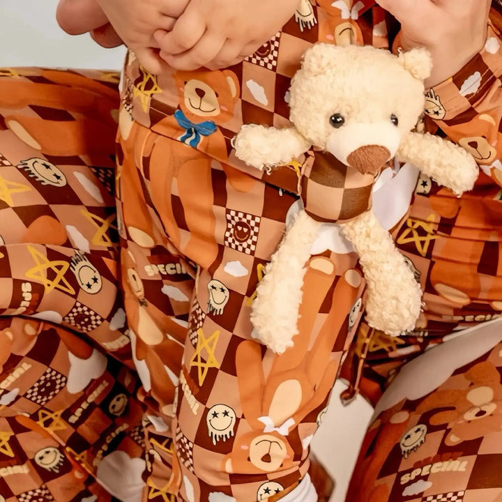 Pre - order Stitched Teddy Bear Bamboo Pajama Set – Nik&DELLE - Nik&DELLE