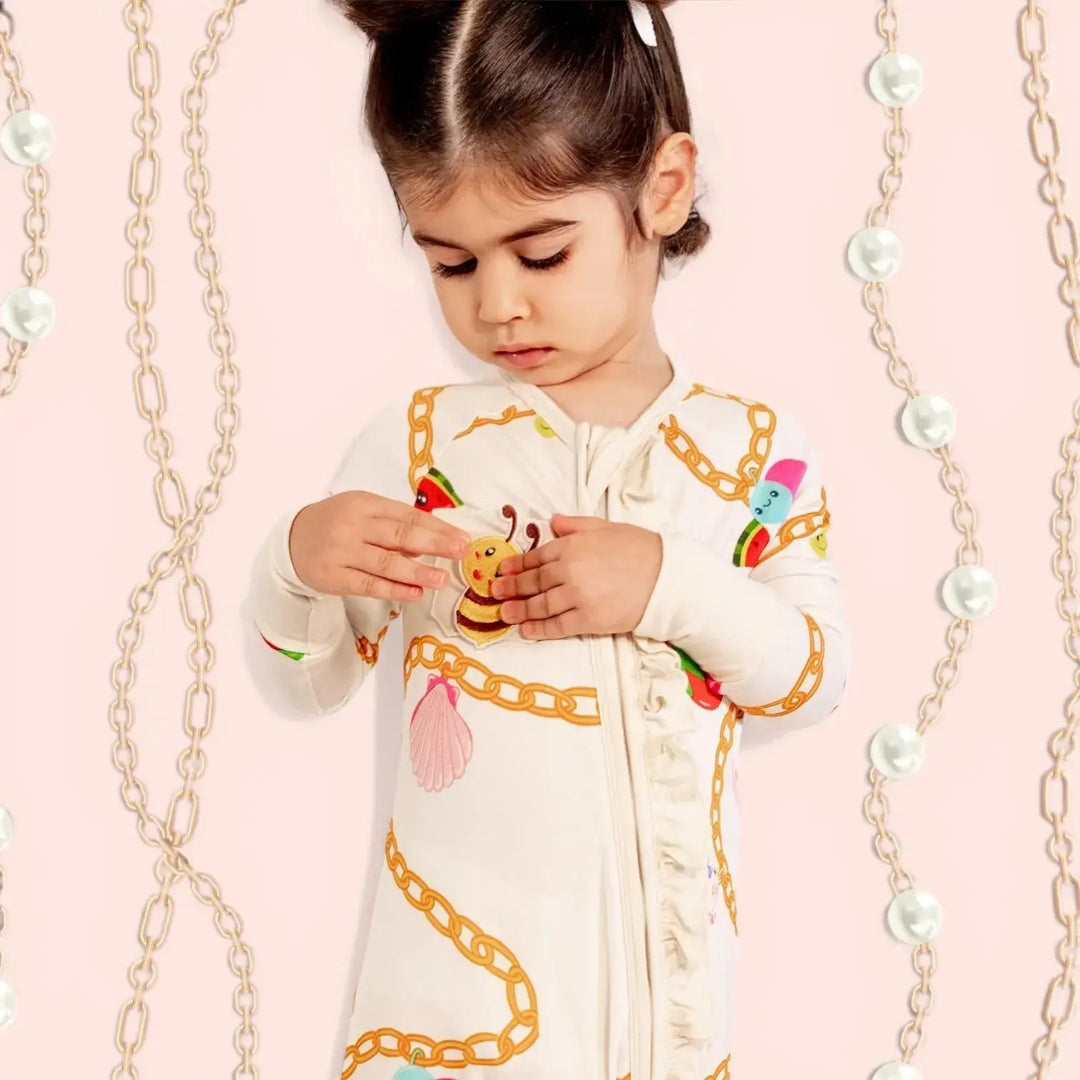 PRE - ORDER Ruffle Convertible Baby Romper in Bamboo | Little Charmer - Nik&DELLE