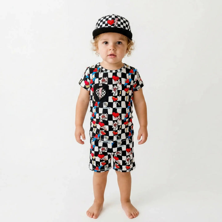 Electric Heart Bamboo Pajama Short Set - | Nik and DELLE - Nik&DELLE