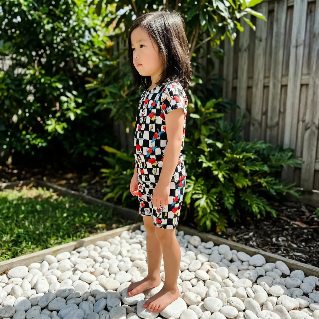 Electric Heart Bamboo Pajama Short Set | Nik and DELLE - Nik&DELLE