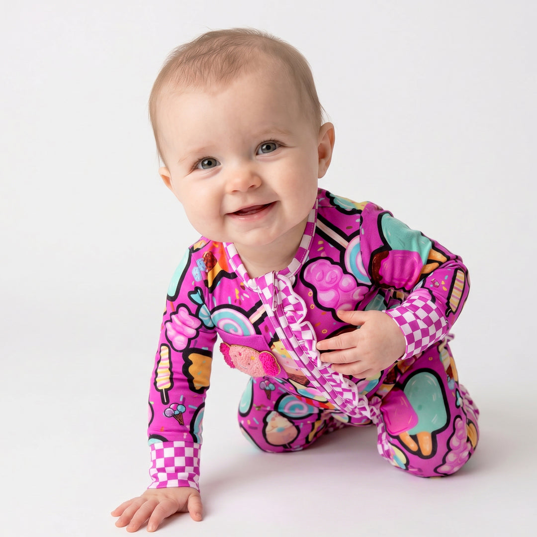 Candy Shop bamboo convertible ruffle romper for babies – Nik&DELLE
