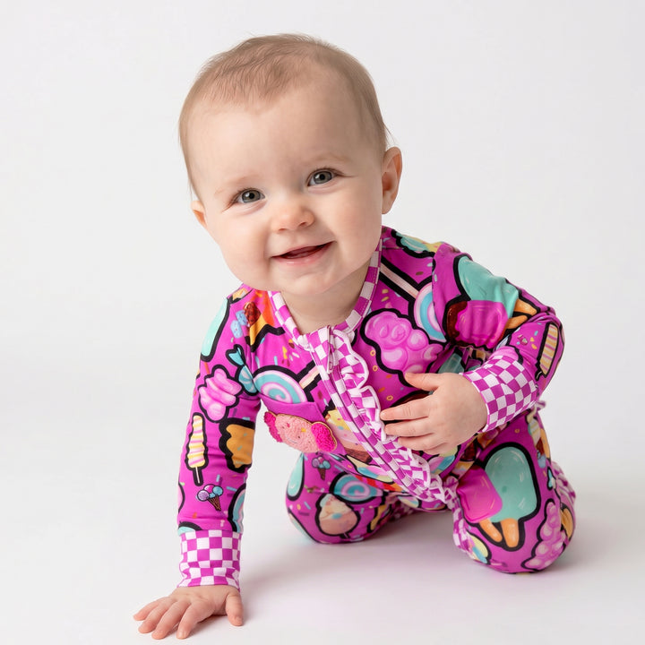 Candy Shop bamboo convertible ruffle romper for babies – Nik&DELLE