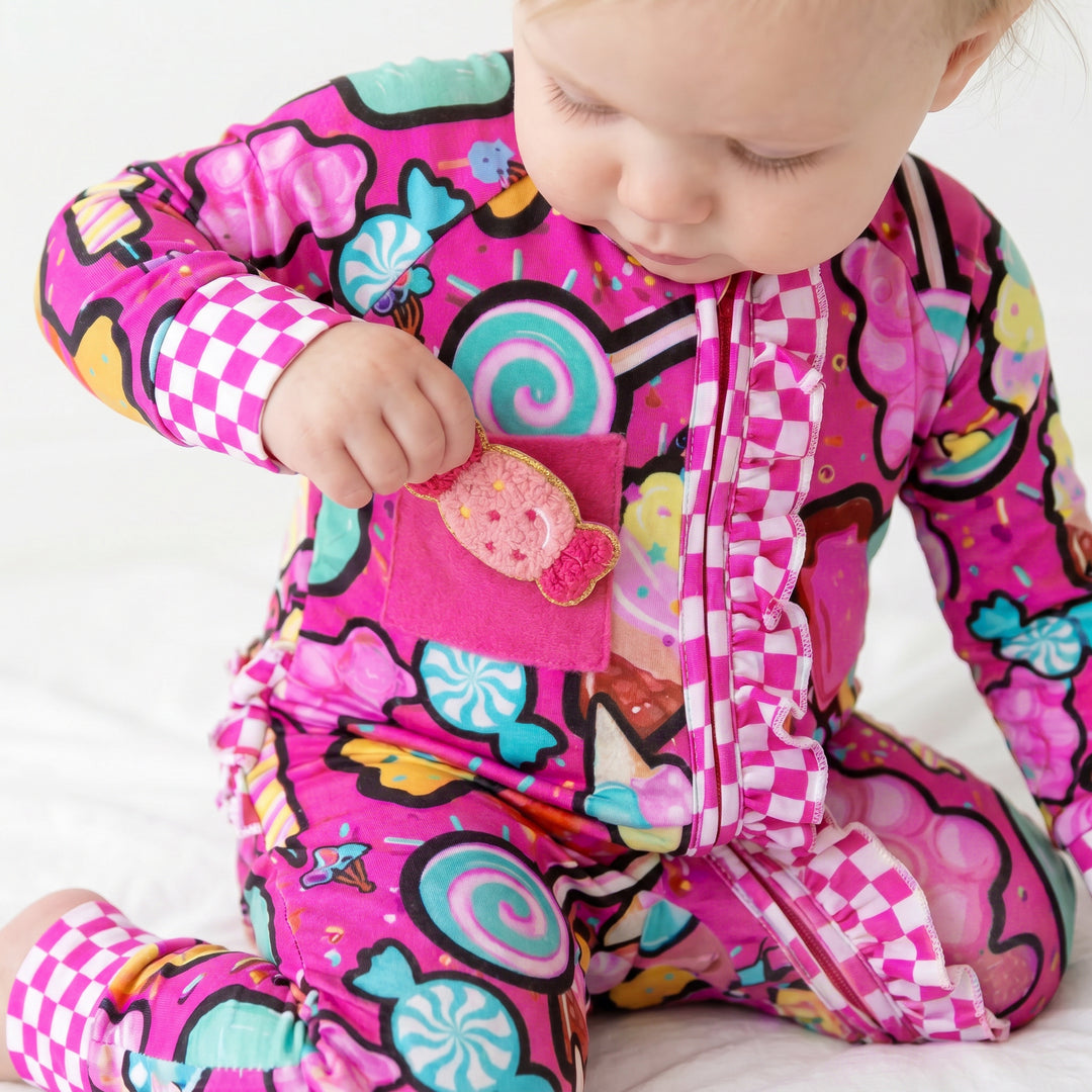 Candy Shop bamboo convertible ruffle romper for babies – Nik&DELLE