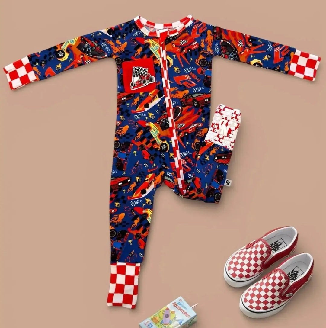 Bamboo Zip Romper | Little Racer - Nik and DELLE