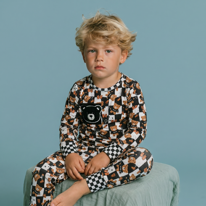 My Dear Teddy Toddler Bamboo Pajamas with Removable Teddy Patch