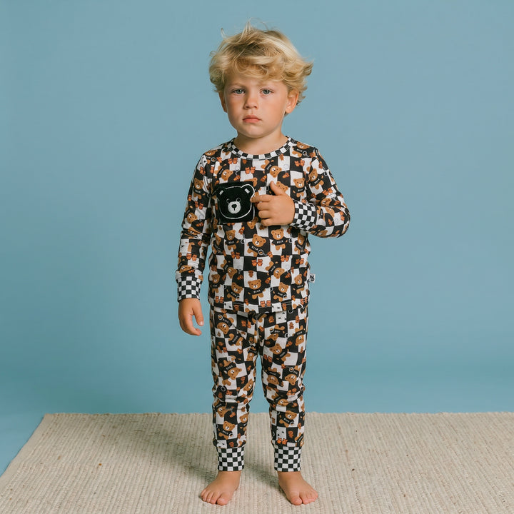 My Dear Teddy Toddler Bamboo Pajamas with Removable Teddy Patch