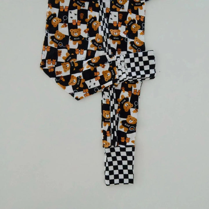 Convertible Bamboo Romper | Teddy Patch Pajama - Nik&DELLE
