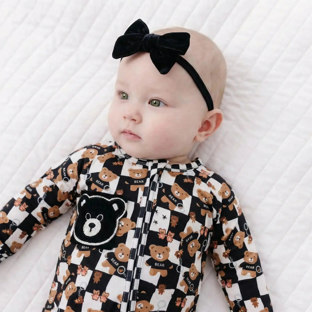 Convertible Bamboo Romper | Teddy Patch Pajama - Nik&DELLE