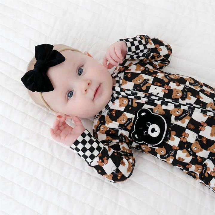Convertible Bamboo Romper | Teddy Patch Pajama Nik&DELLE