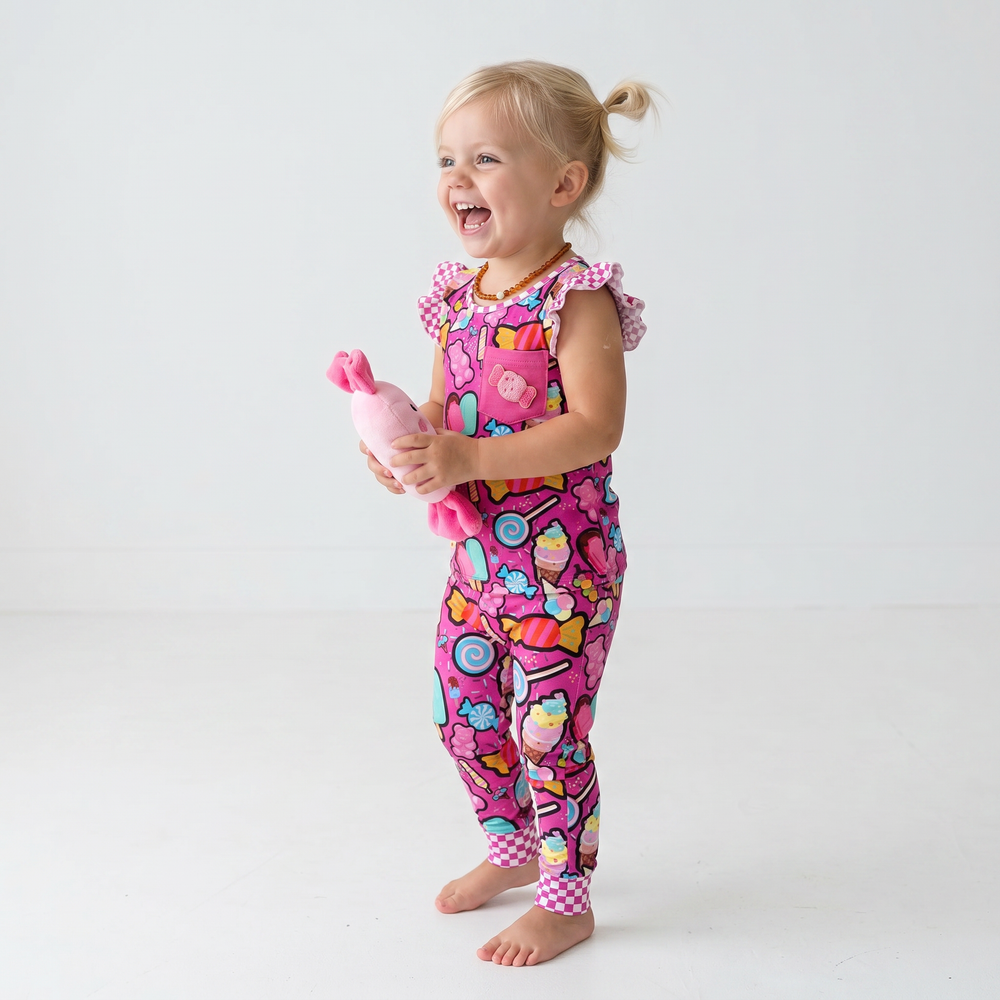 Candy Shop bamboo ruffle pajama set with removable candy patch – Nik&DELLE