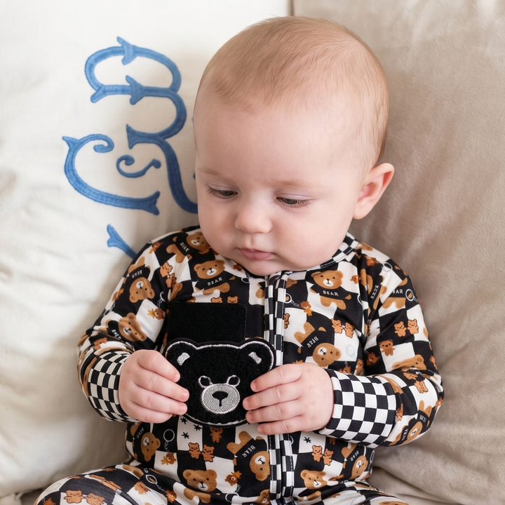 My Dear Teddy Convertible Romper with Teddy Patch | Baby & Toddler Pajamas