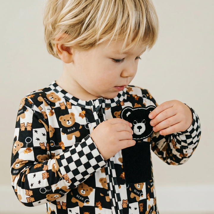 My Dear Teddy Convertible Romper with Teddy Patch | Baby & Toddler Pajamas
