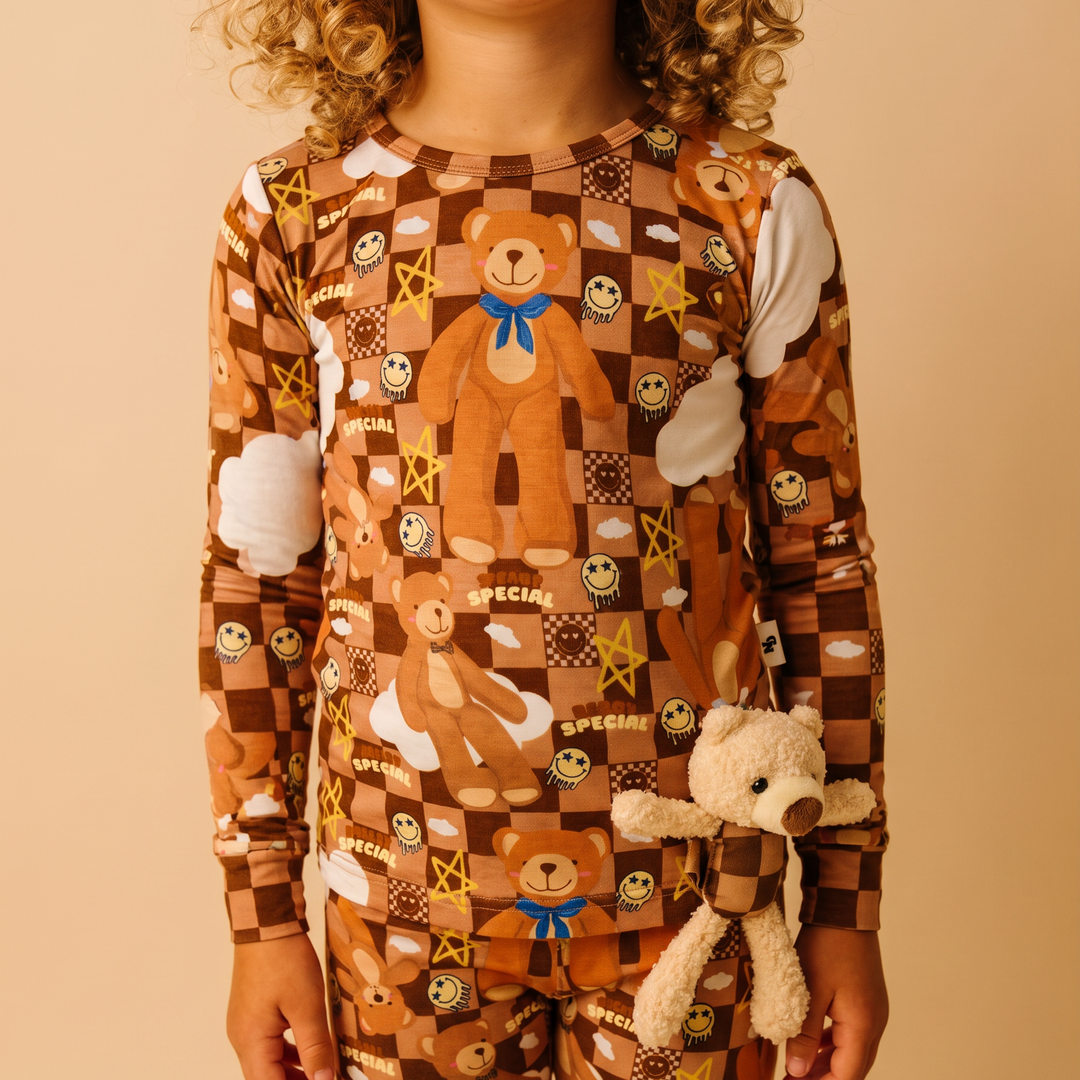 Peeka Bear Stitched Teddy Bear Bamboo Pajama Set