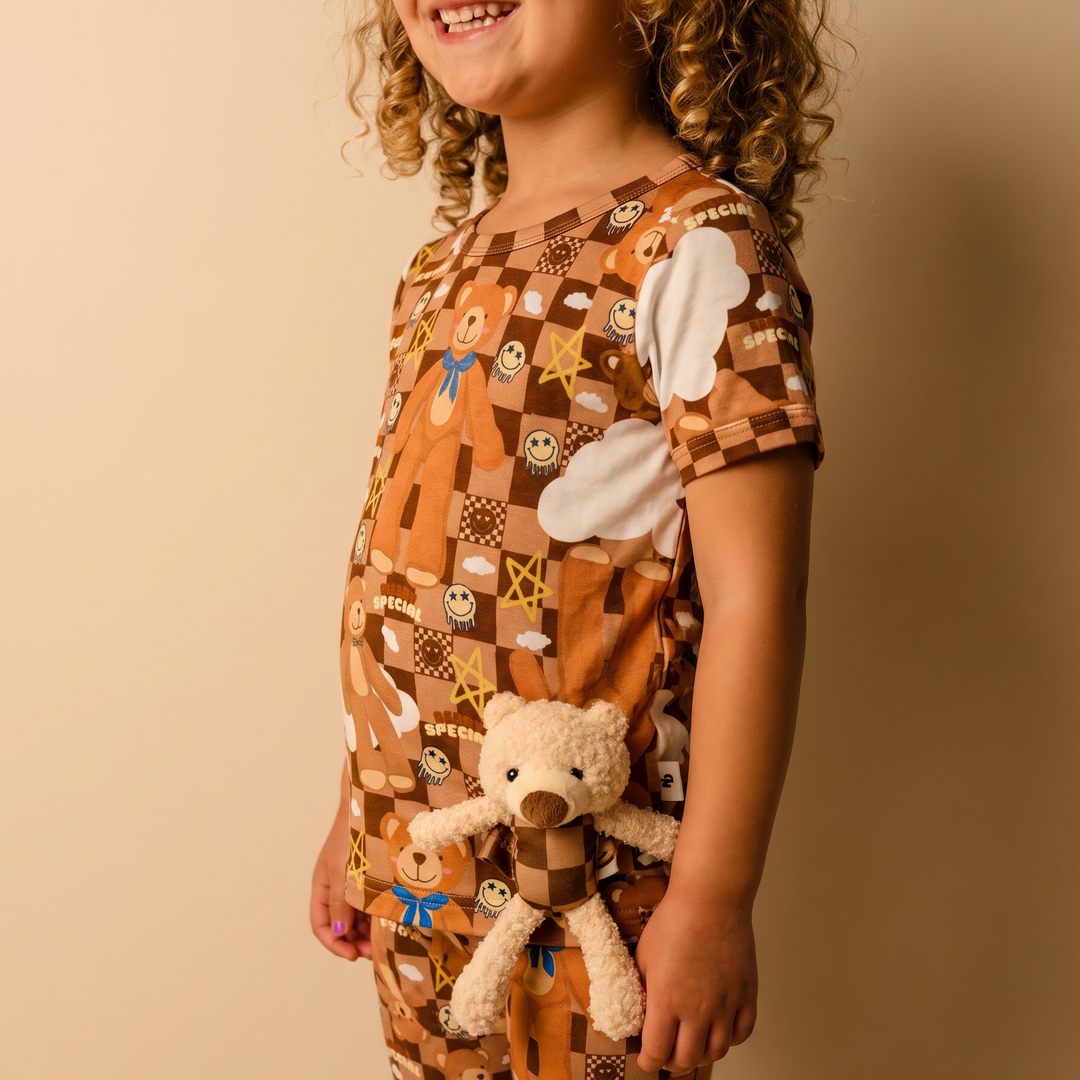 Peeka Bear Stitched Teddy Bear Bamboo Pajama Set