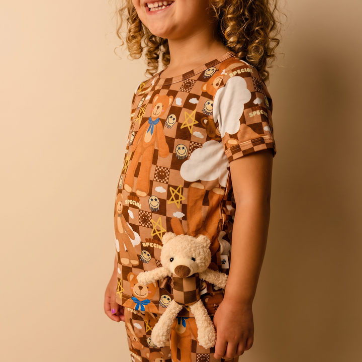 Peeka Bear Stitched Teddy Bear Bamboo Pajama Set