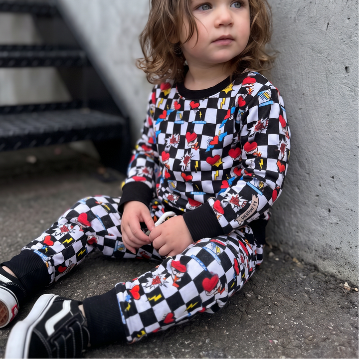 Electric Heart Bamboo Jogger Set for Kids | Sensory-Friendly Lounge Set | Nik&DELLE