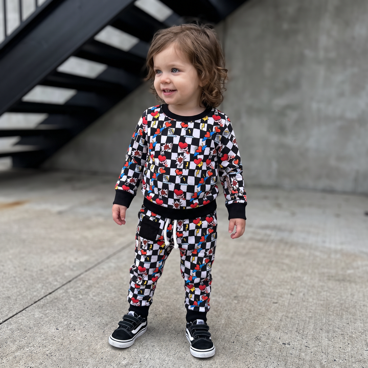 Electric Heart Bamboo Jogger Set for Kids | Sensory-Friendly Lounge Set | Nik&DELLE