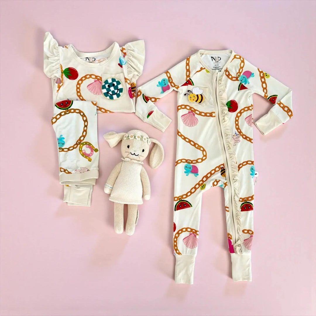 Ruffle Convertible Baby Romper in Bamboo | Little Charmer - Nik and DELLE
